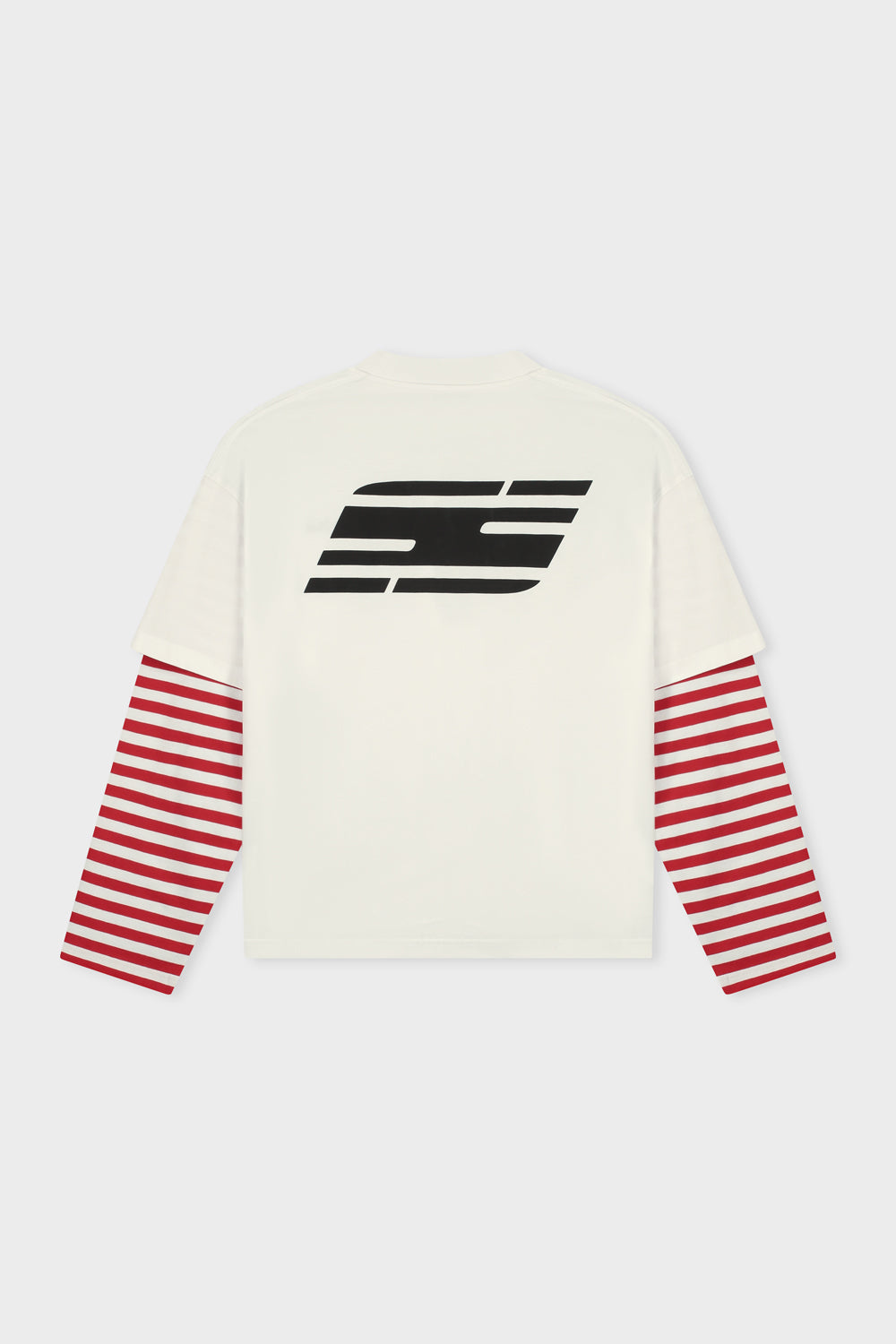 HUNTER DOUBLE LAYER LONGSLEEVE TEE | WHITE & RED STRIPE