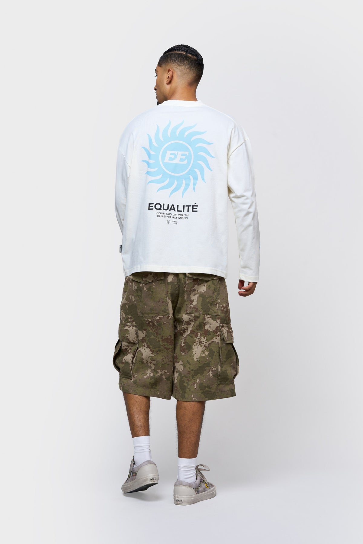 SUNNY LONGSLEEVE TEE | OFF-WHITE & LIGHT BLUE
