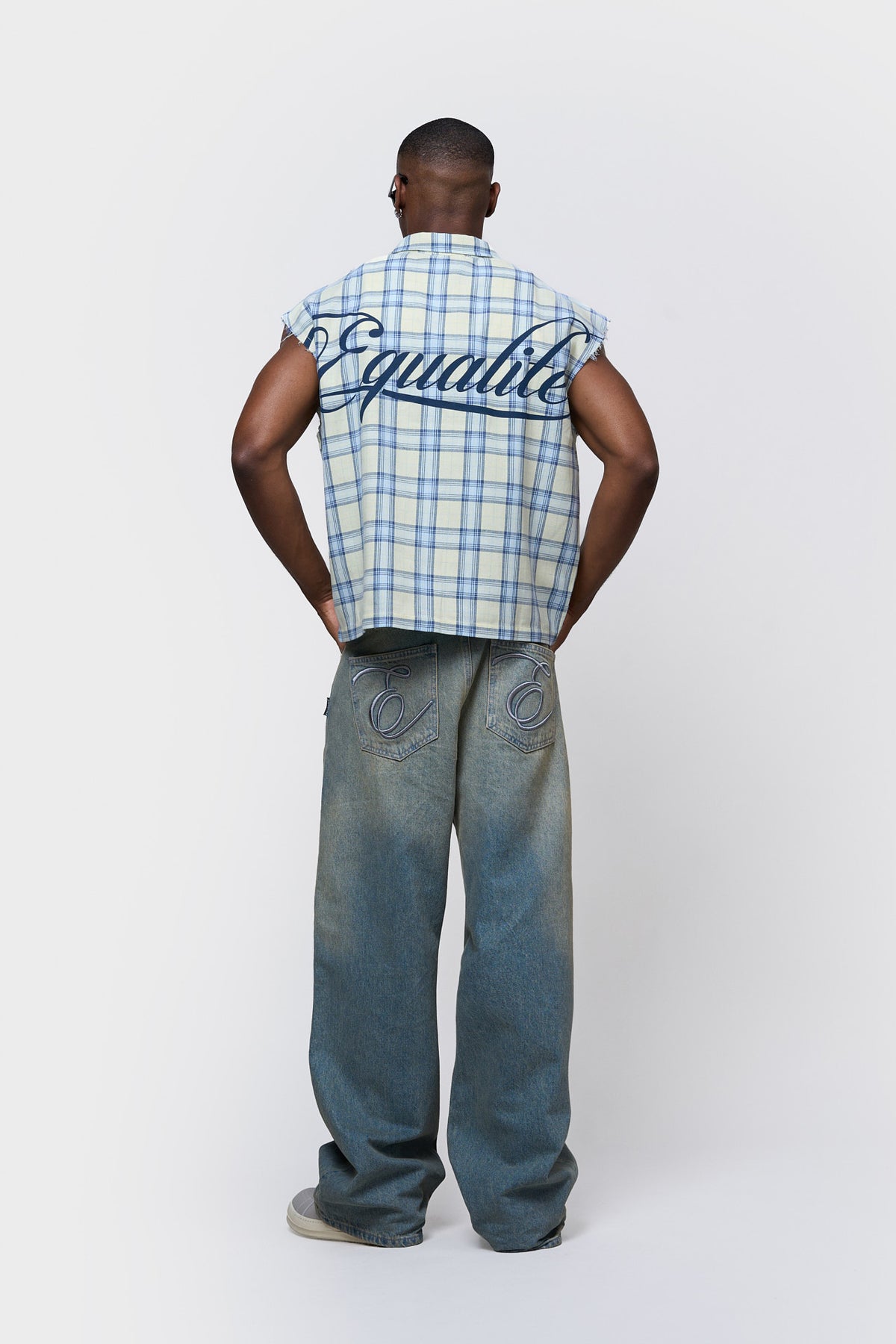 FLANNEL TANK SHIRT | SOFT YELLOW & LIGHT BLUE