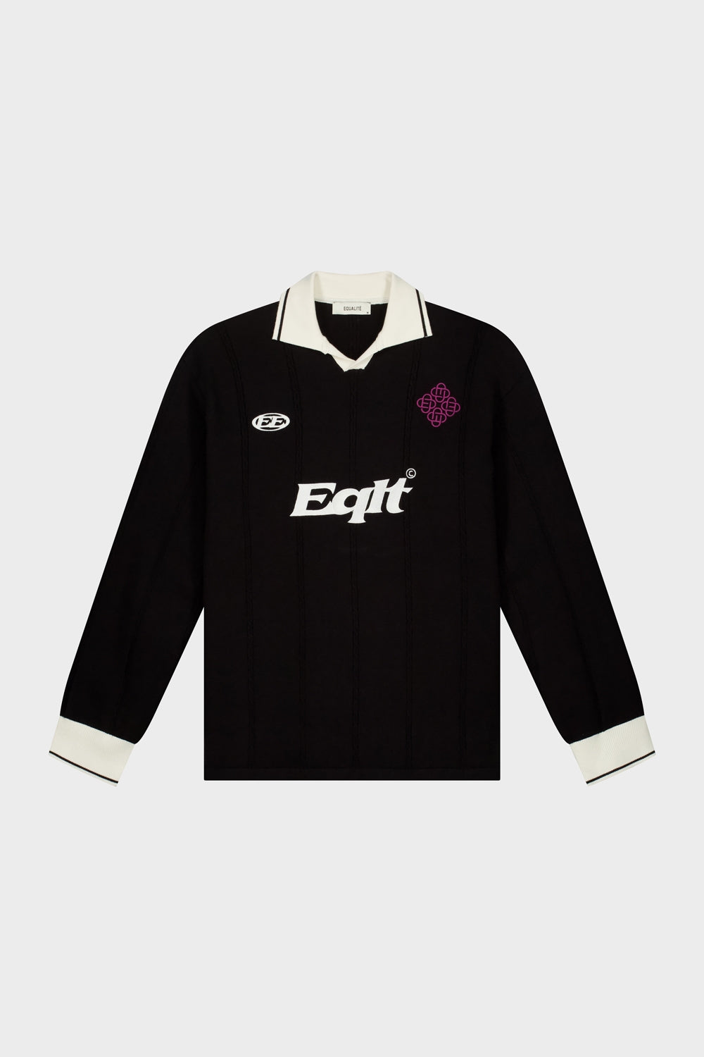 KNIT JERSEY LONGSLEEVE POLO | BLACK