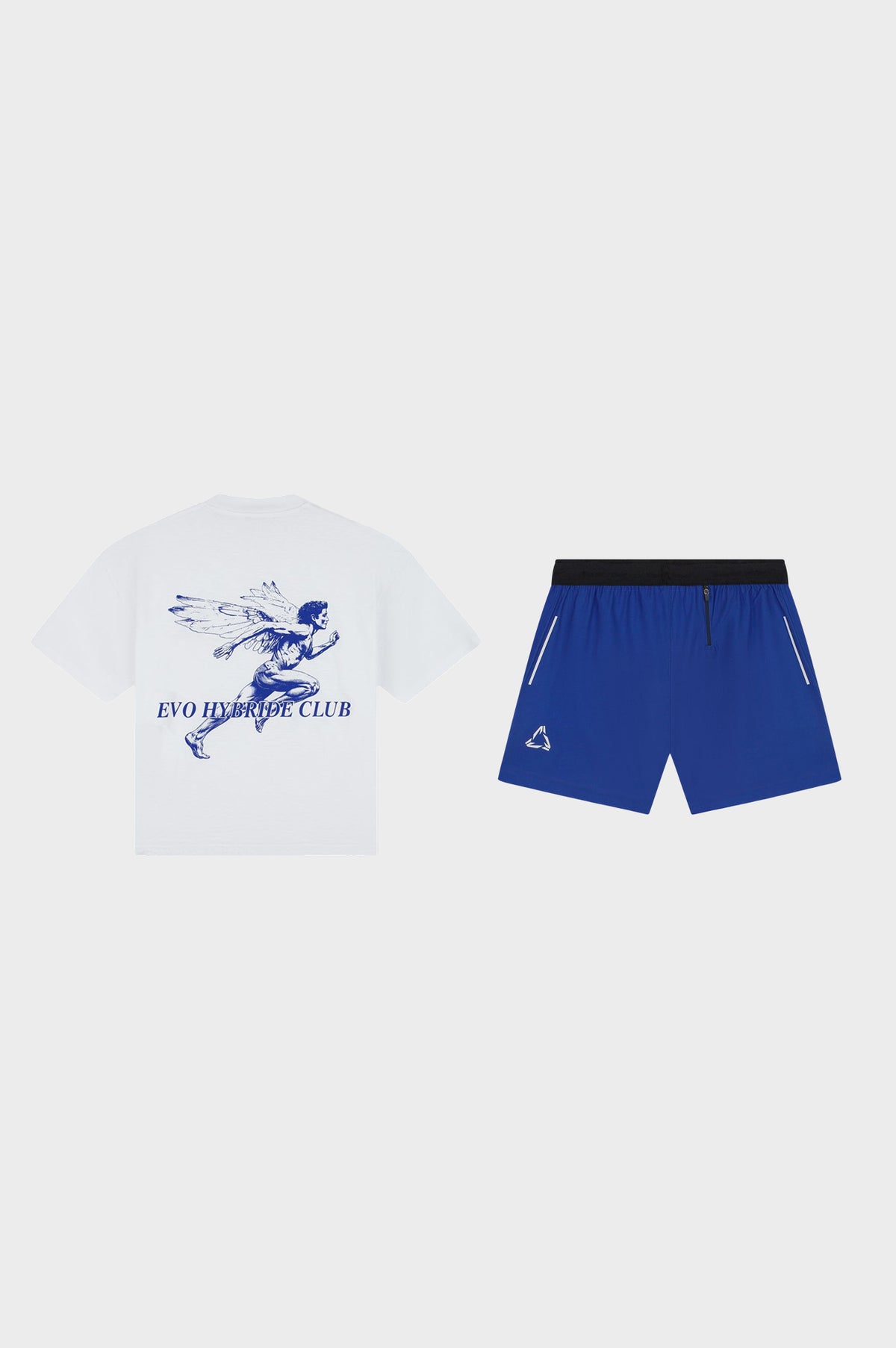 HYBRIDE BOXY TEE TRACK SET | WHITE & BLUE